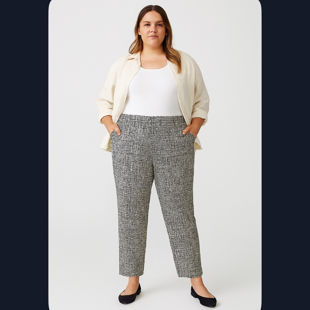 Cjbanks Navy/White Plus Size Trouser Pants Women's 24W